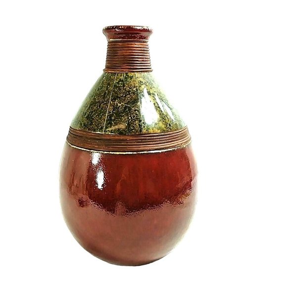 Vase Drip Glaze Pottery Cloisonne' Granite Panels Wicker Ringed Felt Pad Feet - Picture 5 of 8